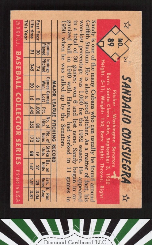 1953 Bowman Color #89 Sandy Consuegra PR (Front looks VGEX) c, back