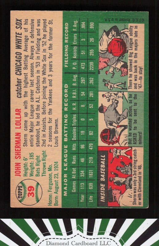 1954 Topps #39 Sherm Lollar VGEX l, back