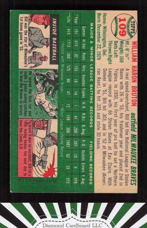 1954 Topps #109 Bill Bruton EX (MC) p, back