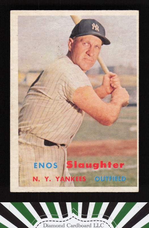 1957 Topps #215 Enos Slaughter VGEX d, front