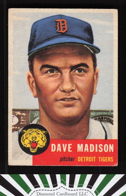 1953 Topps #99 Dave Madison : Bio uses black text GD [CENTERED] b, front