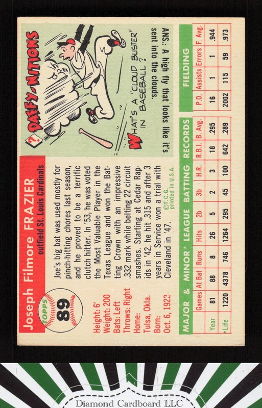 1955 Topps #89 Joe Frazier VGEX l, back