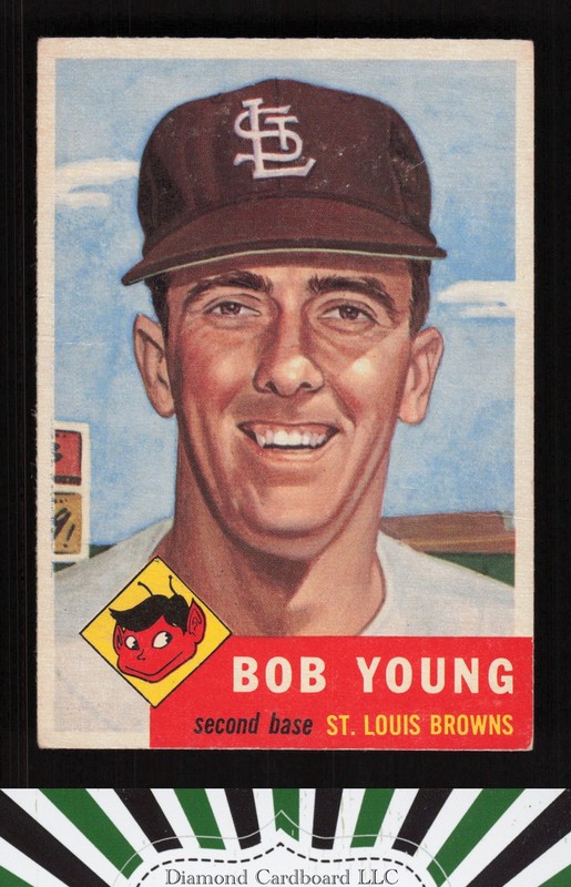 1953 Topps #160 Bobby Young : Bio uses black text GD [CENTERED] d, front