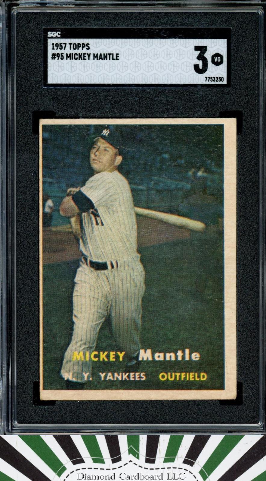 1957 Topps #95 Mickey Mantle SGC 3, front