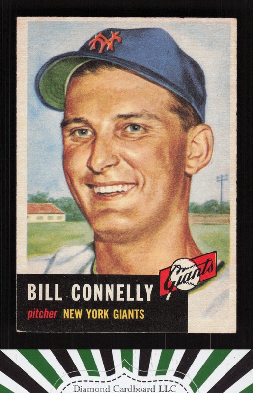 1953 Topps #126 Bill Connelly : Bio uses white text EX i, front