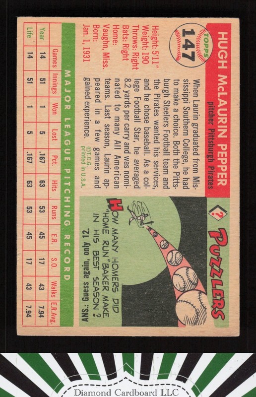 1955 Topps #147 Laurin Pepper VG f, back