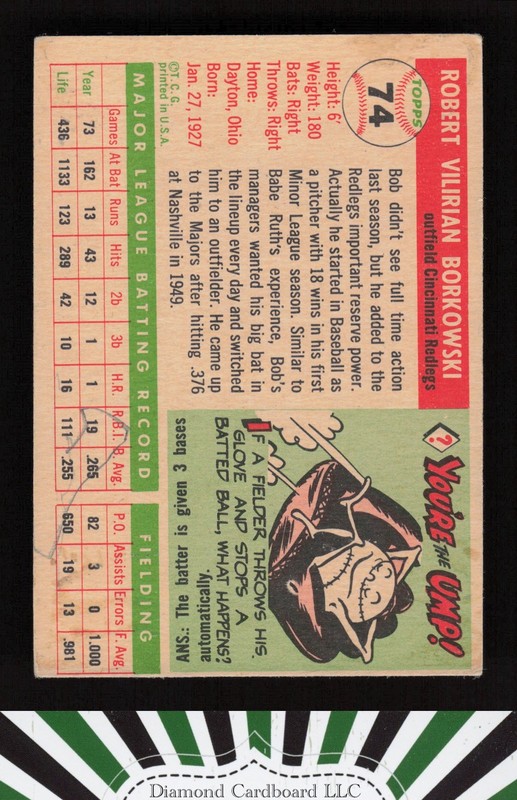 1955 Topps #74 Bob Borkowski VG c, back