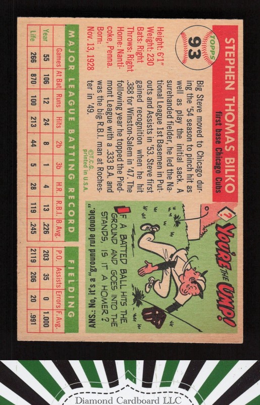 1955 Topps #93 Steve Bilko EX [CENTERED m, back