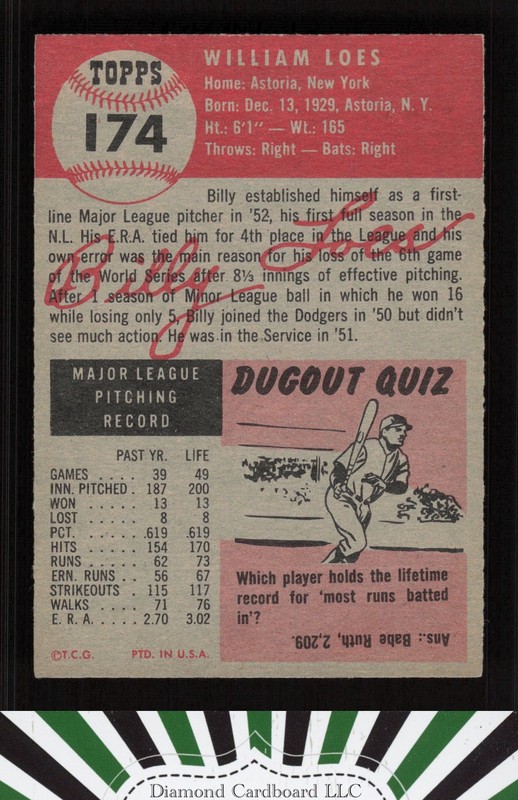 1953 Topps #174 Billy Loes EX+ [CENTERED] h, back