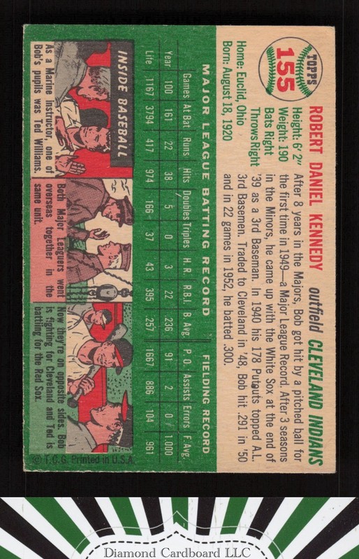 1954 Topps #155 Bob Kennedy VGEX h, back