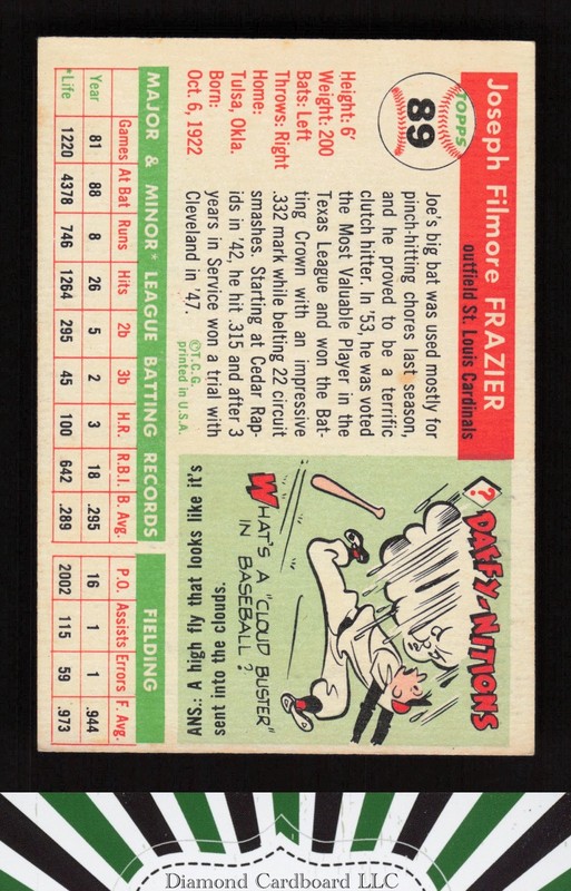 1955 Topps #89 Joe Frazier VGEX c, back