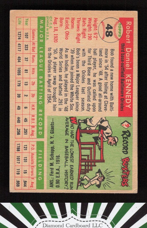 1955 Topps #48 Bob Kennedy VG+ k, back