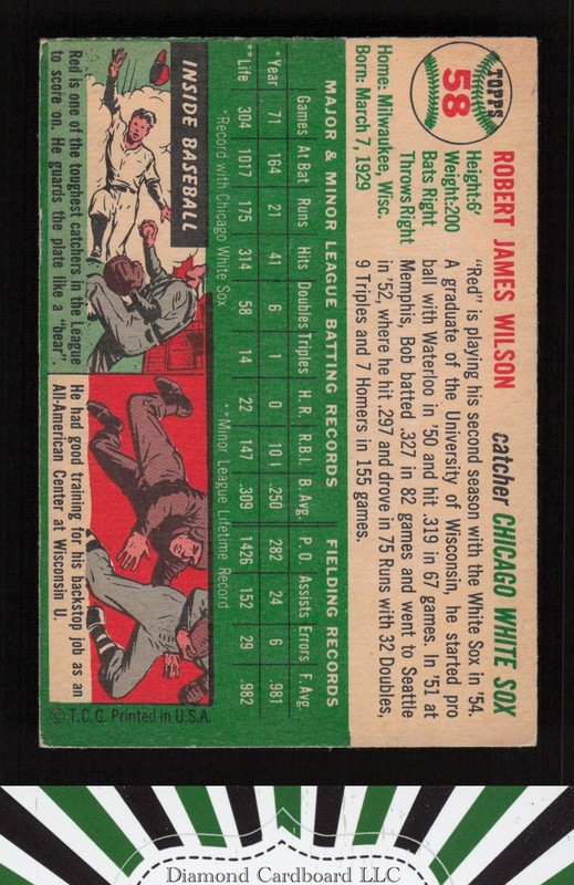 1954 Topps #58 Bob Wilson VG a, back