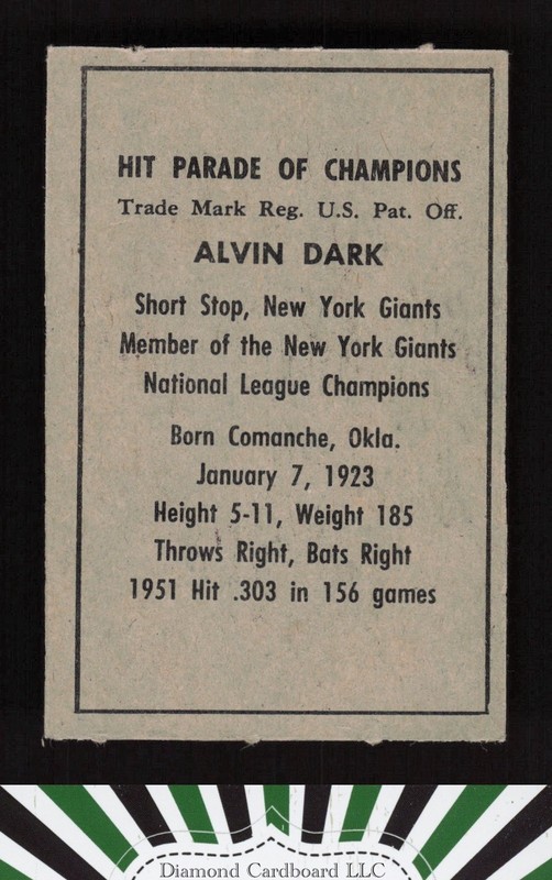 1952 Berk Ross Alvin Dark EXMT, back