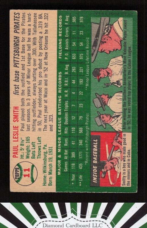 1954 Topps #11 Paul Smith VG a, back