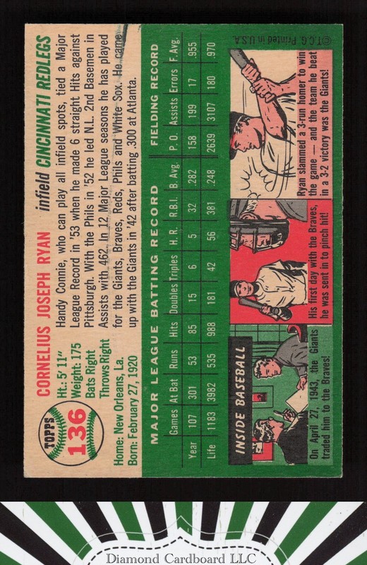 1954 Topps #136 Connie Ryan EX m, back