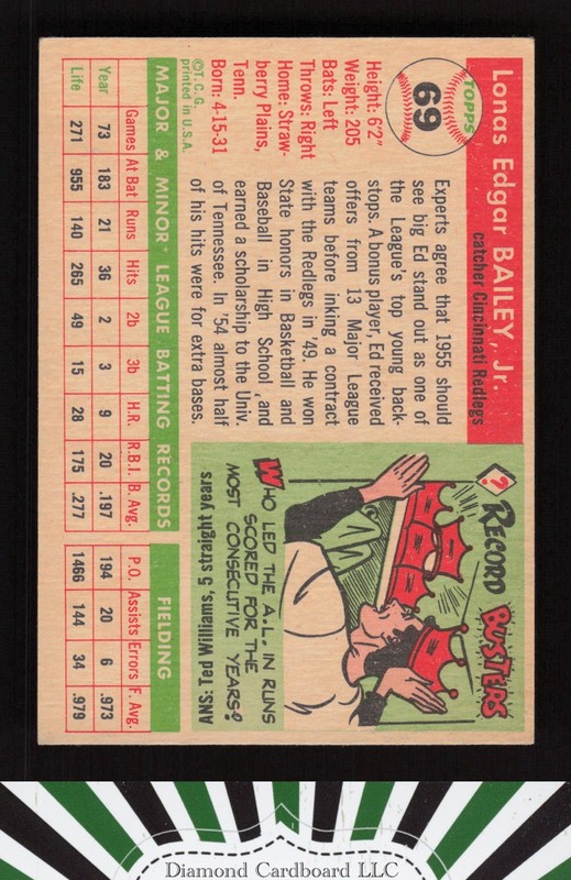 1955 Topps #69 Ed Bailey EX h, back
