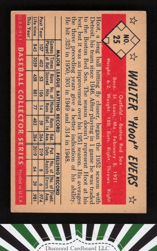 1953 Bowman Color #25 Hoot Evers VG b, back