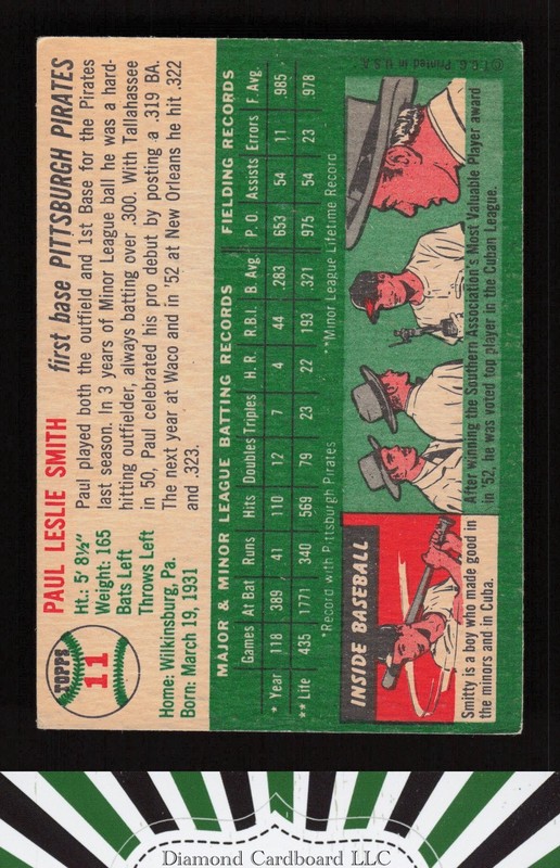 1954 Topps #11 Paul Smith VGEX+ e, back