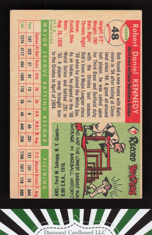 1955 Topps #48 Bob Kennedy VGEX (MC) c, back