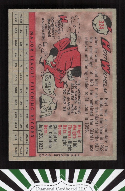 1958 Topps #324 Hoyt Wilhelm EX+ [CENTERED] m, back
