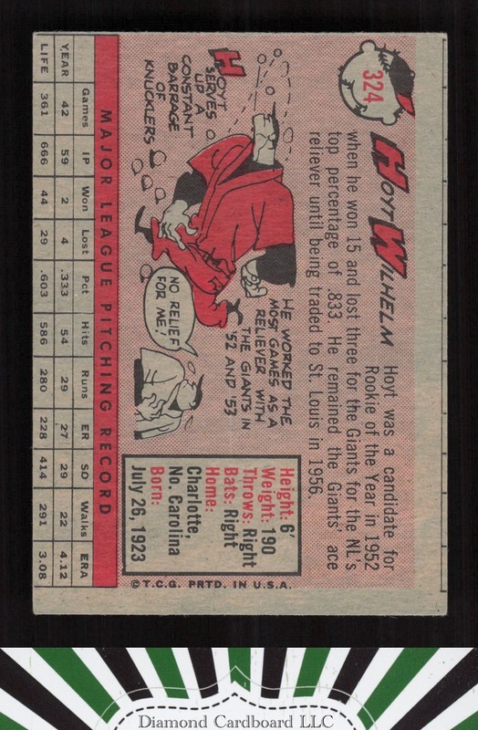 1958 Topps #324 Hoyt Wilhelm VGEX (MK) e, back
