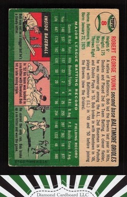 1954 Topps #8 Bobby Young GD h, back