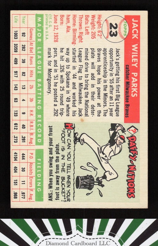 1955 Topps #23 Jack Parks VG+ [LOOKS BETTER] v, back