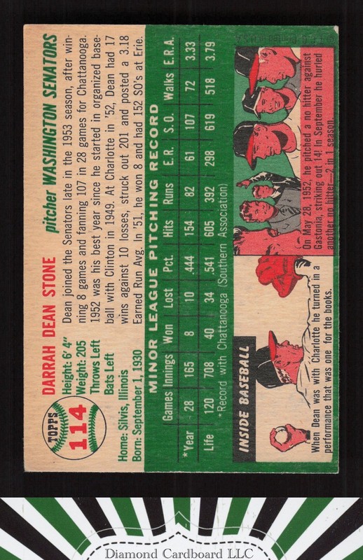 1954 Topps #114 Dean Stone VGEX h, back