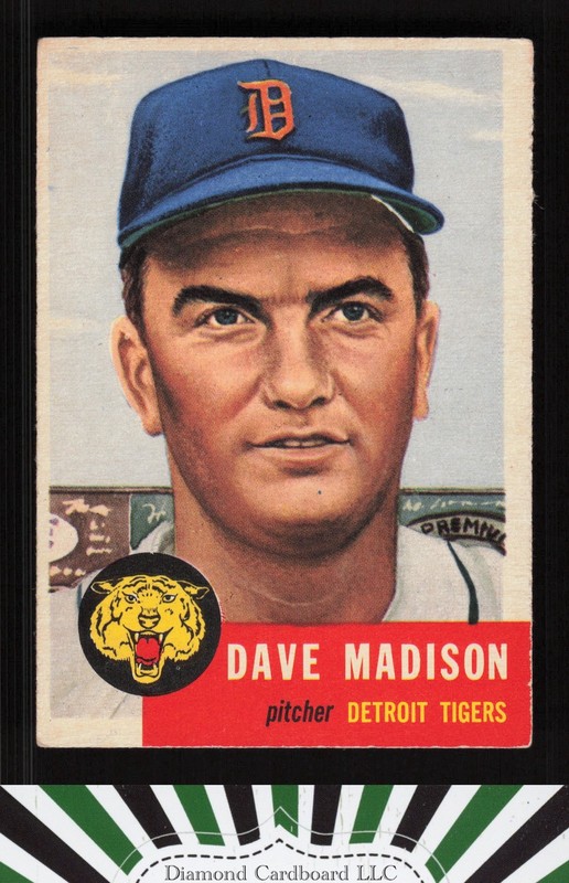 1953 Topps #99 Dave Madison : Bio uses black text VGEX f, front