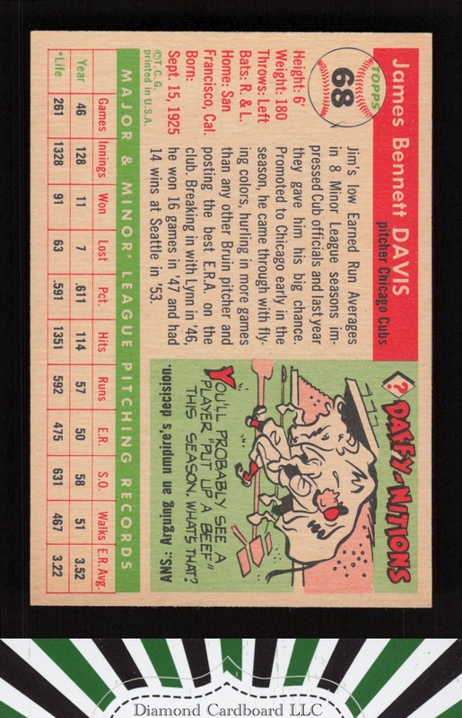 1955 Topps #68 Jim Davis EX+ [CENTERED n, back