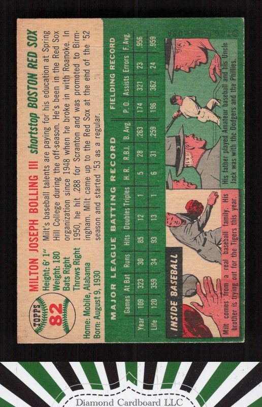 1954 Topps #82 Milt Bolling GD+ l, back