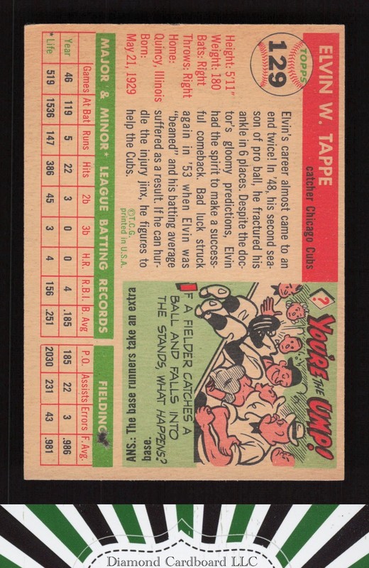 1955 Topps #129 Elvin Tappe EX n, back