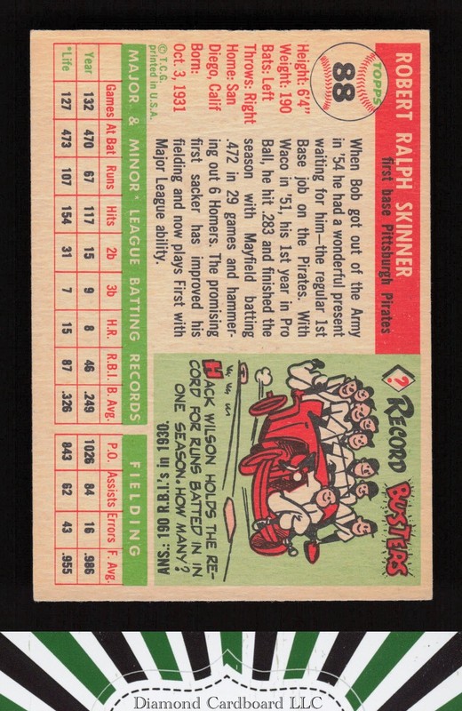 1955 Topps #88 Bob Skinner EX k, back