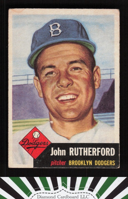 1953 Topps #137 John Rutherford : Bio uses white text FR b, front