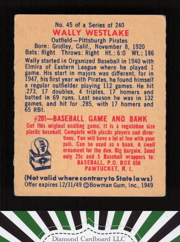 1949 Bowman #45 Wally Westlake VGEX a, back