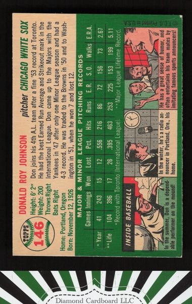 1954 Topps #146 Don Johnson EX [CENTERED] h, back