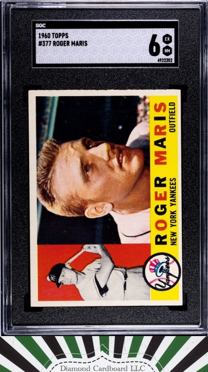1960 Topps #377 Roger Maris SGC 6, front