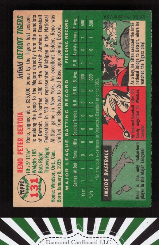 1954 Topps #131 Reno Bertoia EX m, back