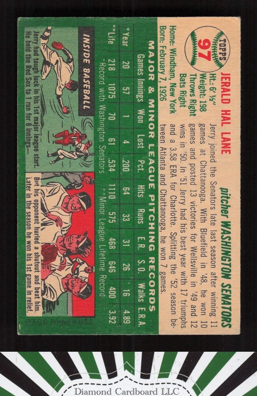 1954 Topps #97 Jerry Lane VGEX a, back