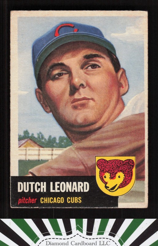 1953 Topps #155 Dutch Leonard : Bio uses black text GD+ b, front