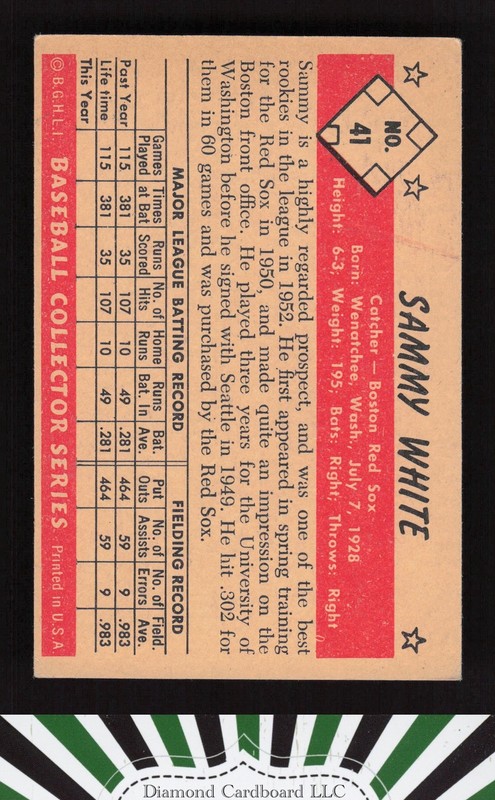 1953 Bowman Color #41 Sammy White EX a, back