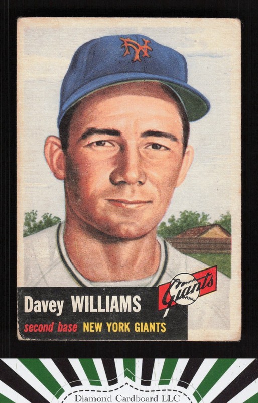 1953 Topps #120 Davey Williams : Bio uses black text GD c, front
