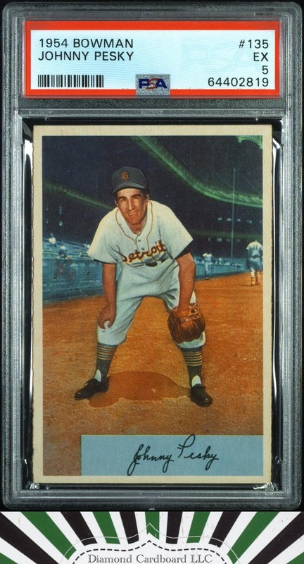1954 Bowman #135 Johnny Pesky PSA 5 [STUNNING EYE APPEAL], front