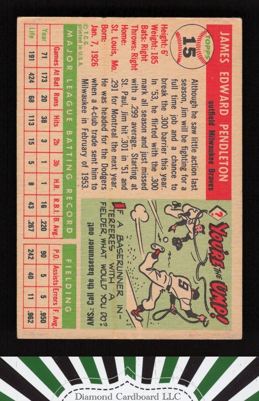 1955 Topps #15 Jim Pendleton VG+ a, back