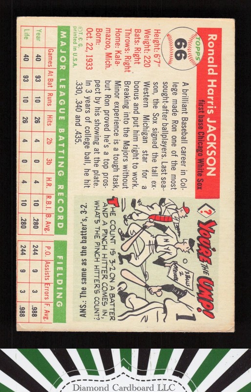 1955 Topps #66 Ron Jackson VGEX (MC) a, back