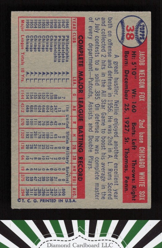 1957 Topps #38 Nellie Fox VGEX k, back
