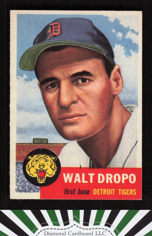 1953 Topps #121 Walt Dropo : Bio uses white text EX+ i, front