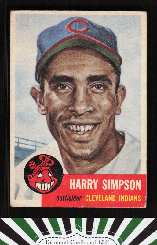 1953 Topps #150 Harry Simpson : Bio uses white text GD c, front