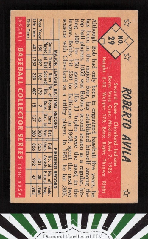 1953 Bowman Color #29 Roberto Avila VGEX b, back